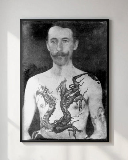 Victorian Tattoo Wall Art Print - Dragon